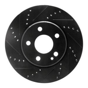 Mercedes-Benz B200 Brake Rotor (1) - Front Left - R1 Concepts - Drilled & Slotted - Black - `06-`11